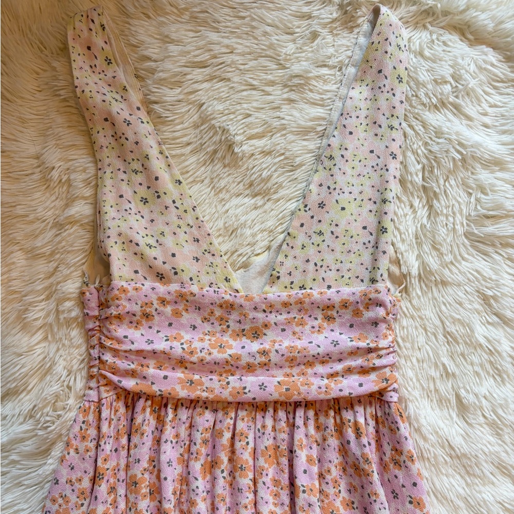 Princess Polly Haily Pink & Cream Dress with Orange Flowers US Size 2 - Picture 4 of 4